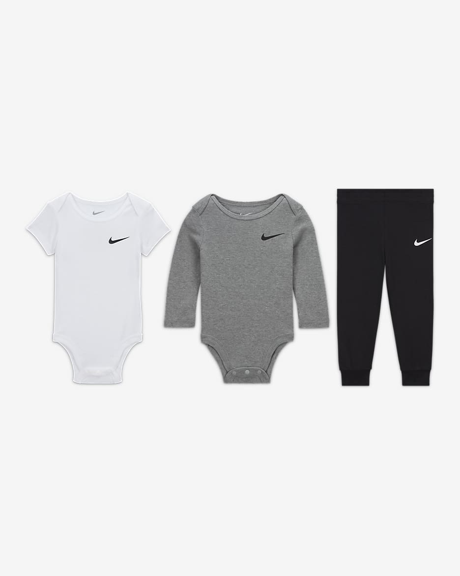 Nike Essentials Baby 0 9M 3 Piece Bodysuit Set. Nike